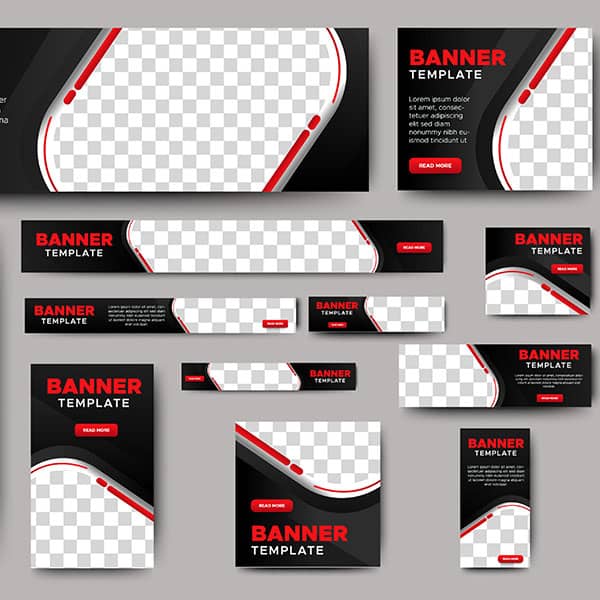 Different banners representing ad creatives for PPC campaigns