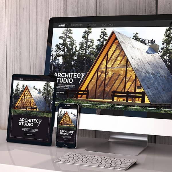 A website displayed on multiple devices to show responsive design