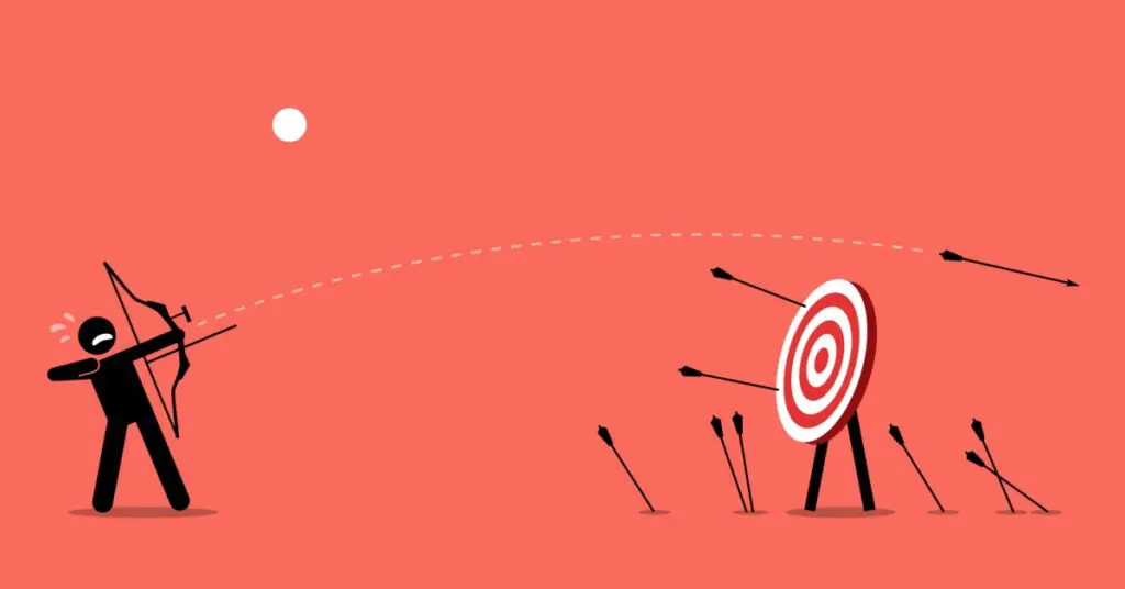 illustration of a person shooting arrows at a target and missing, symbolizing a website not serving it's purpose as a lead generator