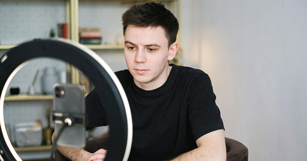 freelancer recording a video