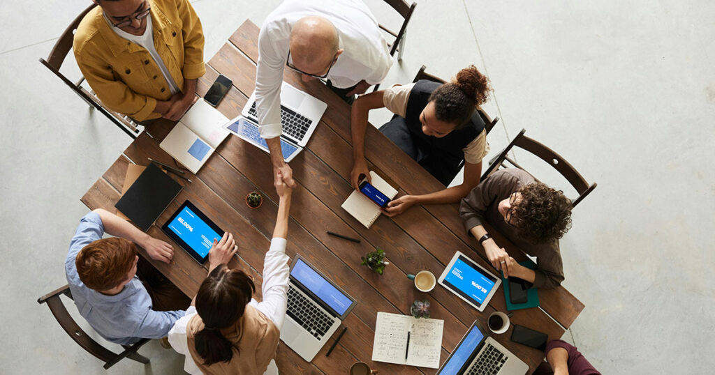 group of freelancers working remotely